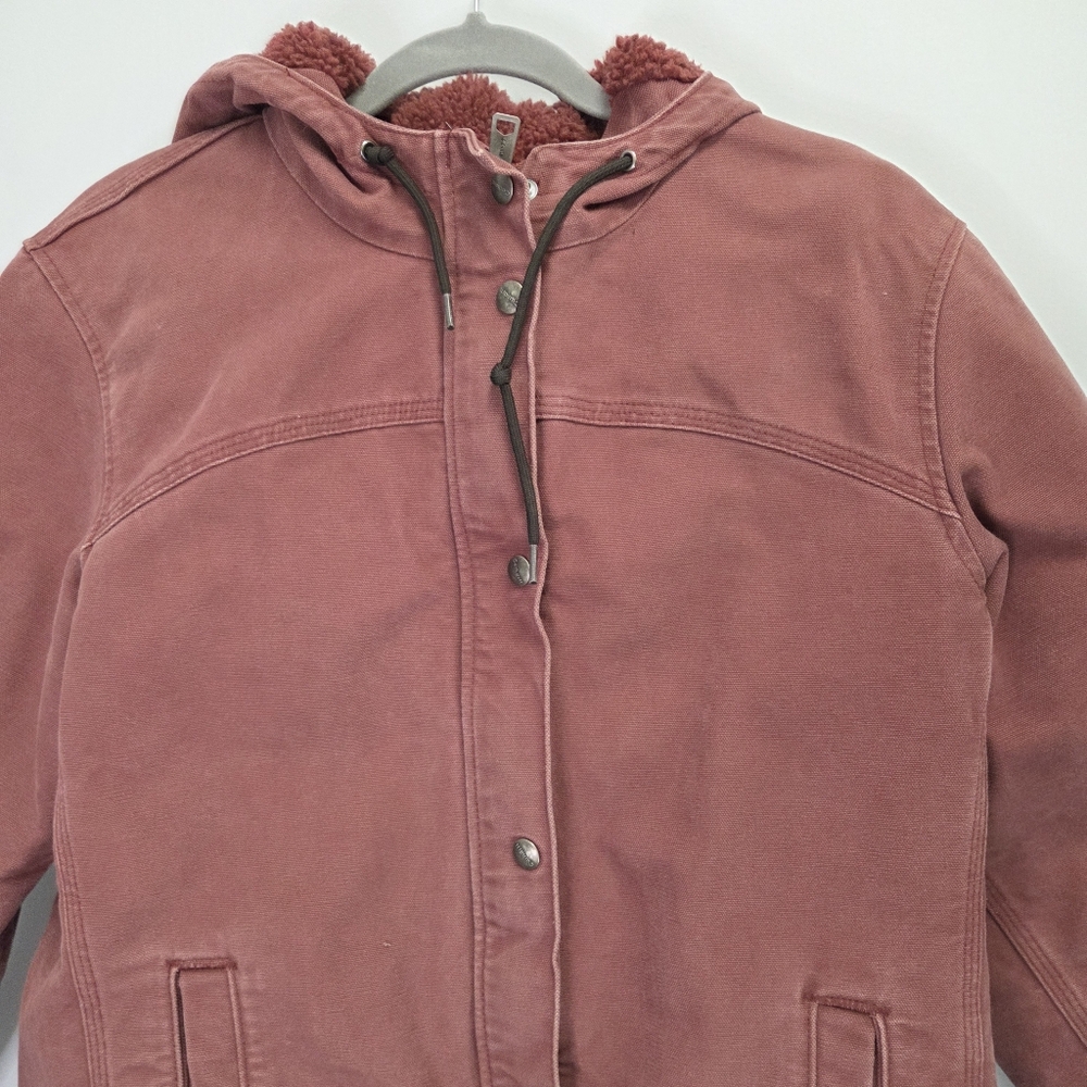 Y2K Carhartt Womens Sandstone Pink/Red Sherpa Lined Canvas Jacket Size Medium - Picture 4 of 7